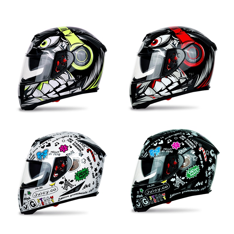 Helmet 2-Layer Glasses JieKai Full Face Model A Clear Shield Black ...