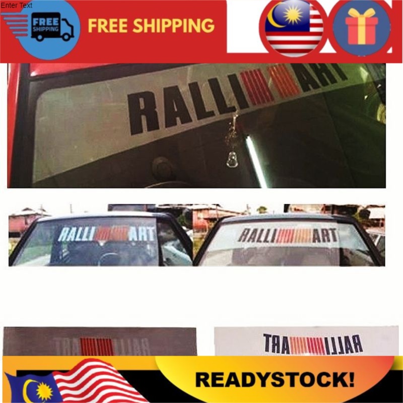 STIKER CERMIN DEPAN RALLI ART Front Rear 10 inch Car Stiker sun block ...