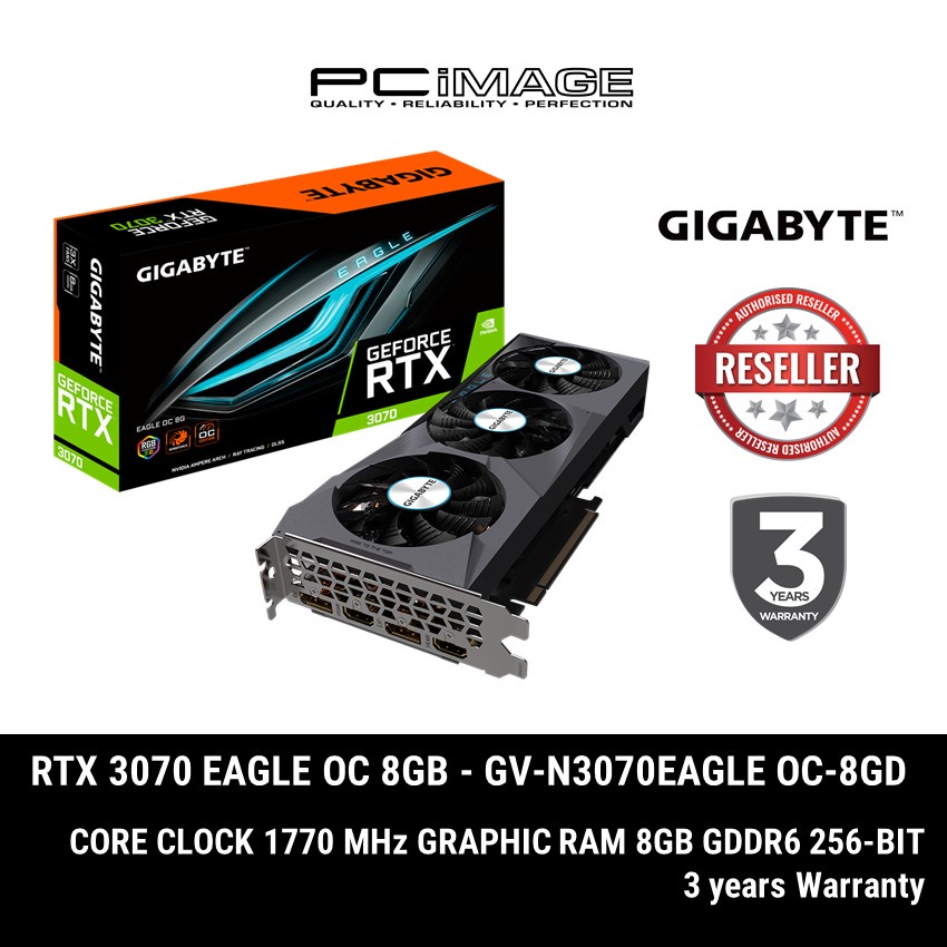 GIGABYTE GEFORCE RTX 3070 EAGLE OC 8GB GDDR6 256BIT GRAPHIC CARD