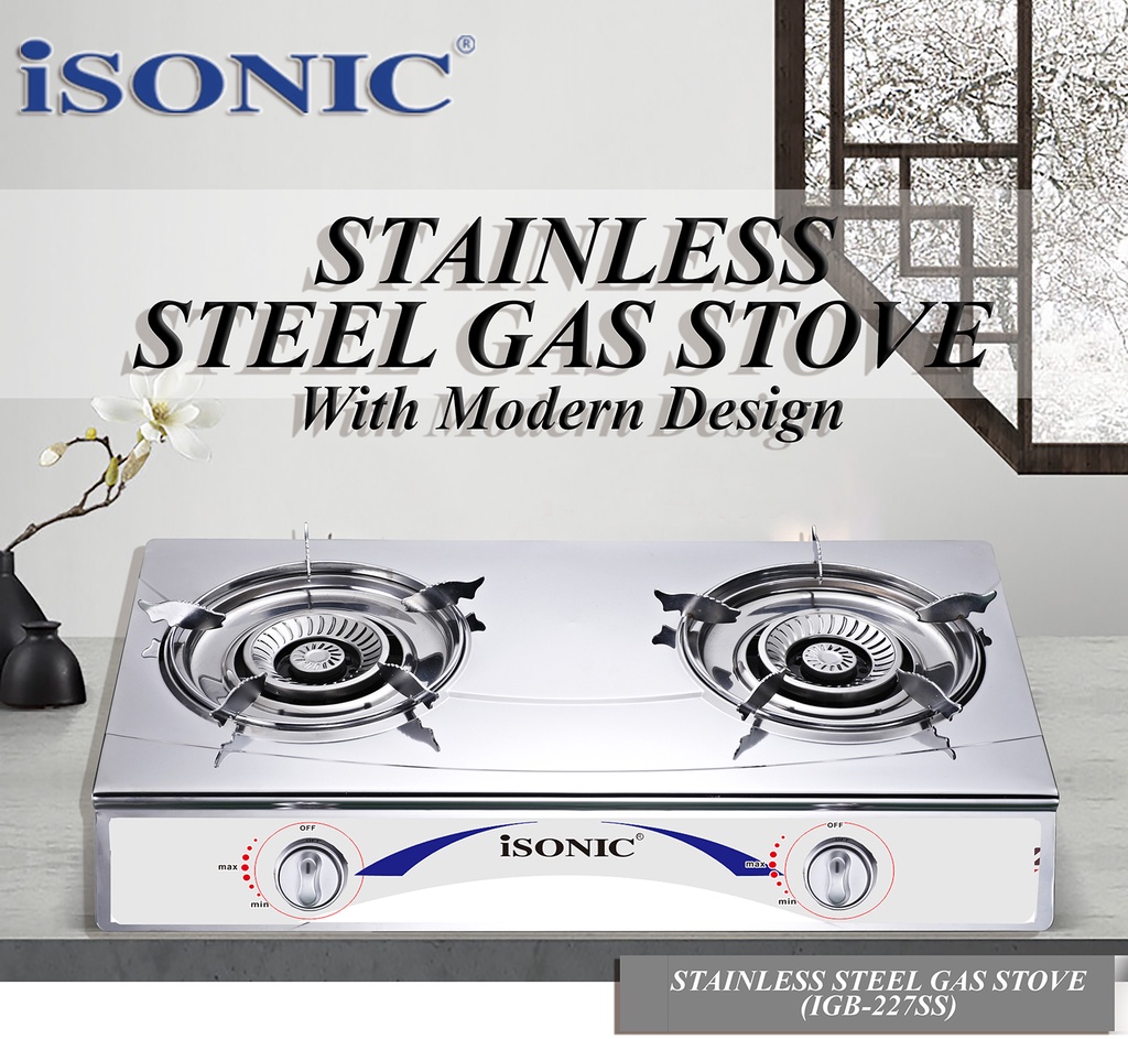 iSONIC Stainless Steel Table Gas Stove Cooker Dapur Gas IGB-288SS IGB ...