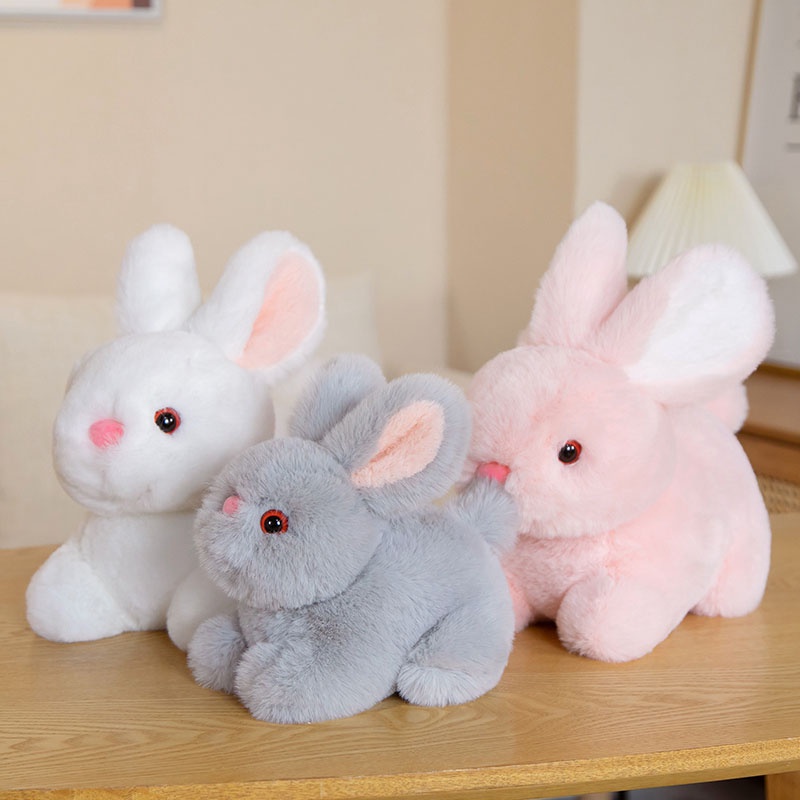 3 Sizes Stuffed Toy Life Like Fluffy Rabbit Bunny Doll Friend Soft ...