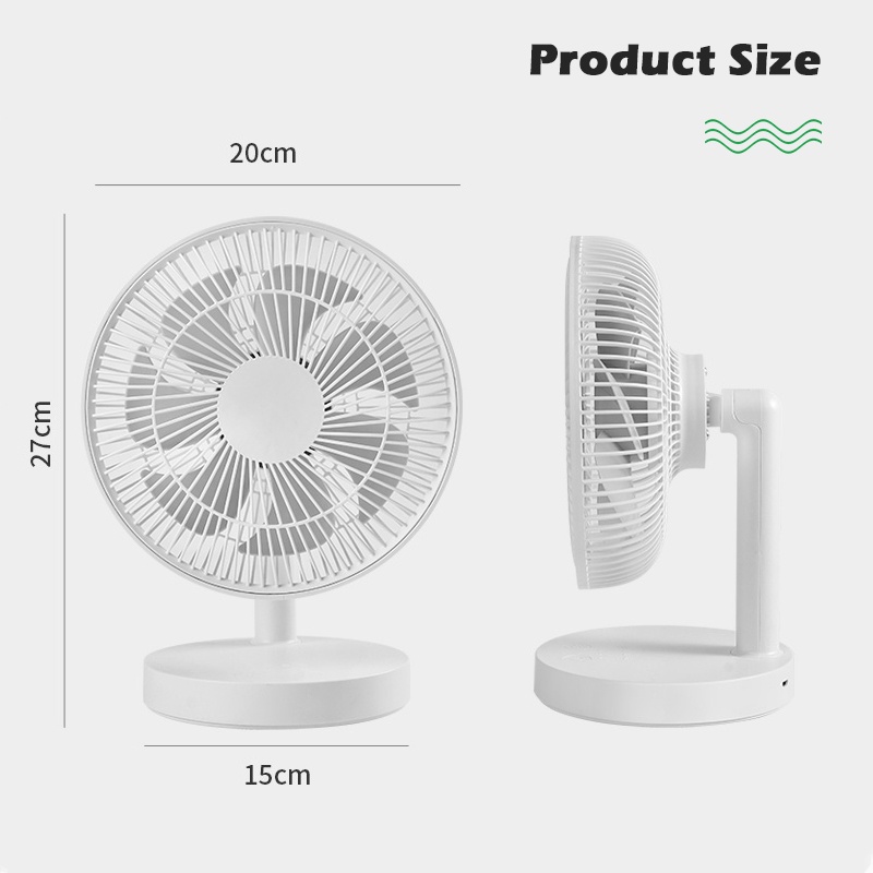 3600MA Table Fan Mini Desk Fan 4 Speed USB Desktop Fan Rechargeable Fan ...