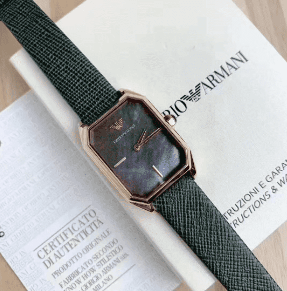 100 Original Free Bracelet Emporio Armani AR11149 Rectangular Green Leather Analog Women s Watch Jam Tangan Wanita Shopee Malaysia