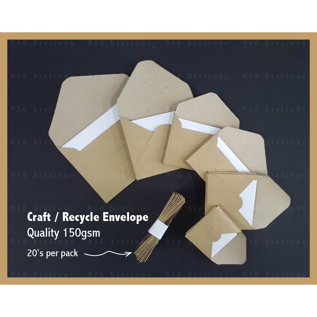 [20PCS+5PCS/ORDER] HIGH QUALITY HANDMADE MINI CRAFT ENVELOPES / KRAFT ...