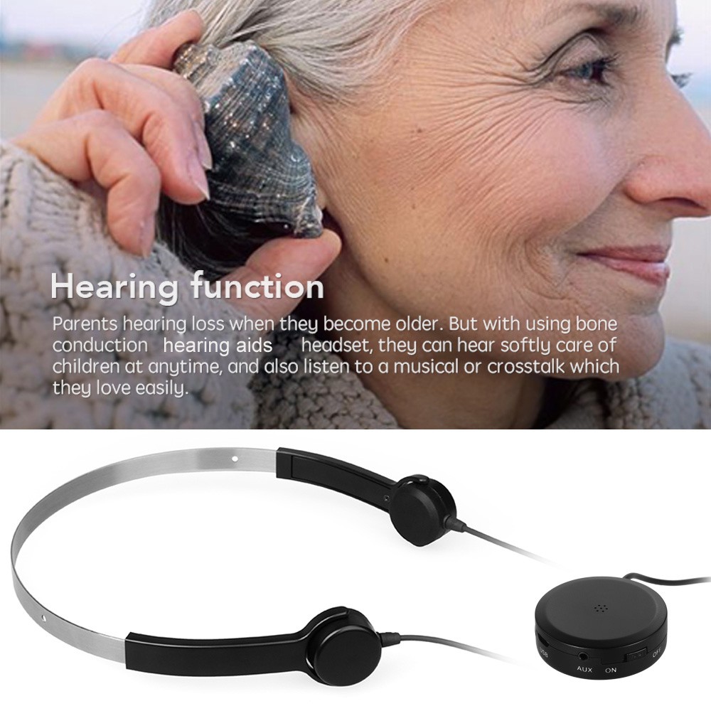 Bone Conduction Headsets Hearing Aids Headphones Audiphone Wired Headphones Sound Pick Up Aux In 8767