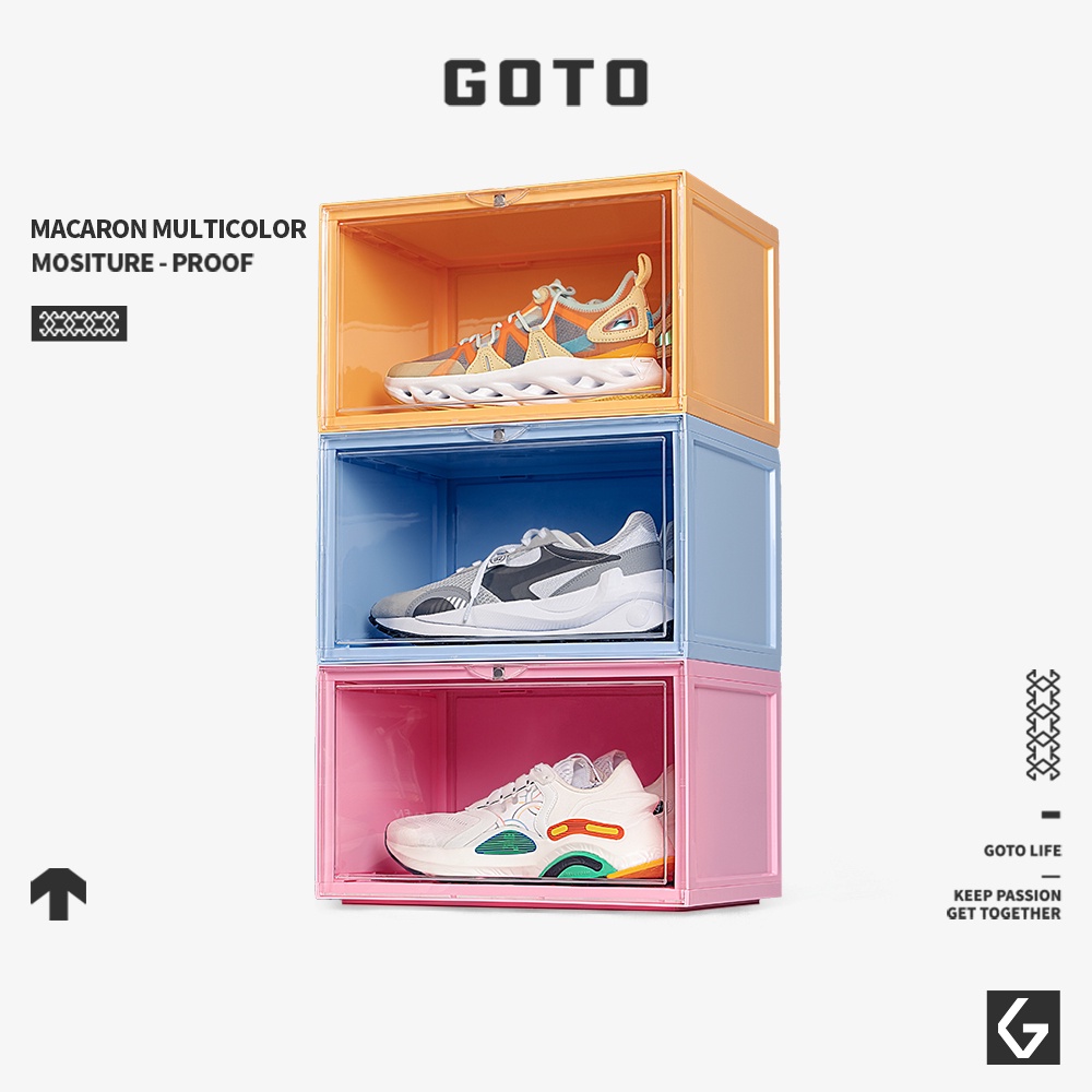 GOTO Large Capacity Shoe Box Sneaker Box Storage Box Macaron Shoe Display Box Assemble Display Shoe Box Shopee Malaysia