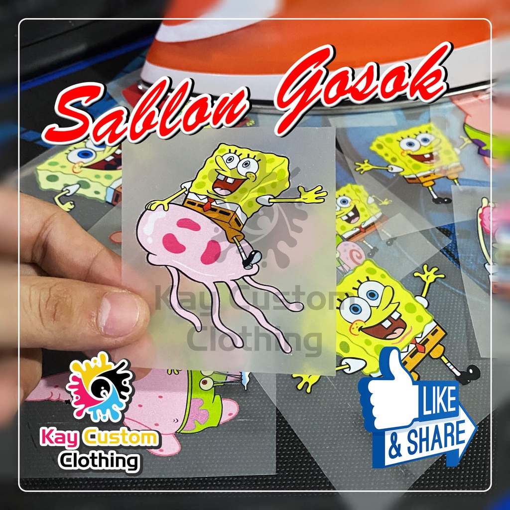 Iron-on Screen Printing Stickers / DTF print Rubber Screen Printing Stickers / SPONGEBOB CARTOON ...