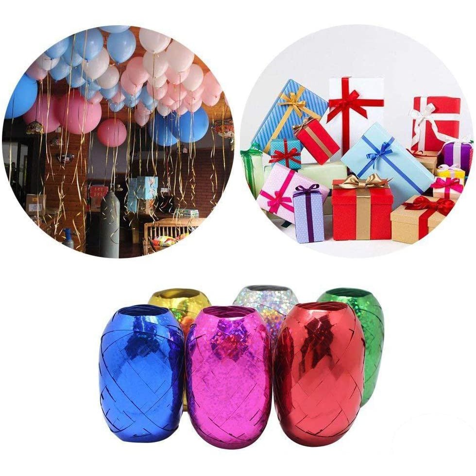 6pcs/Bag 10M Laser Shiny Curl Ribbon Roll Balloon Streamer Rope ...