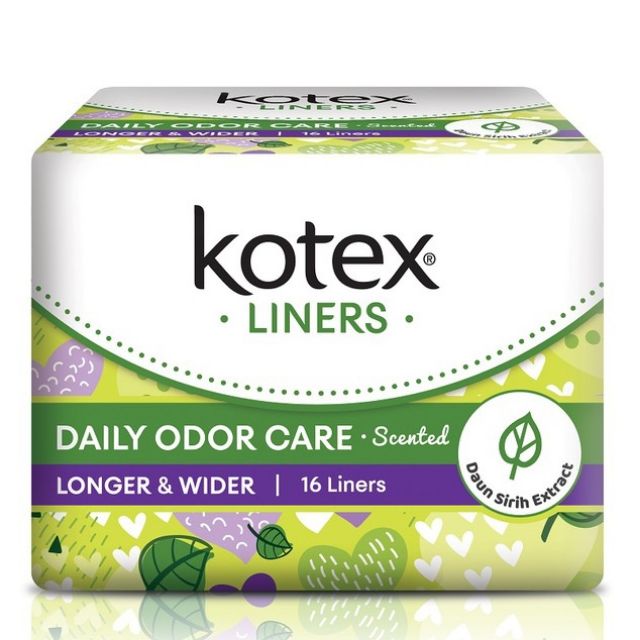 Kotex Longer & Wider Scented Fresh Liners - FOR ODOR CARE - 16 Liners ...