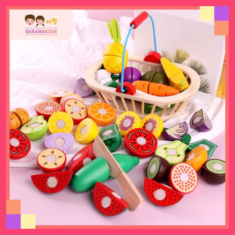 Kids Wooden Velcro Cutting Fruits and Vegetables Kitchen Toys Play Set NOT MAGNETIC Shopee Malaysia