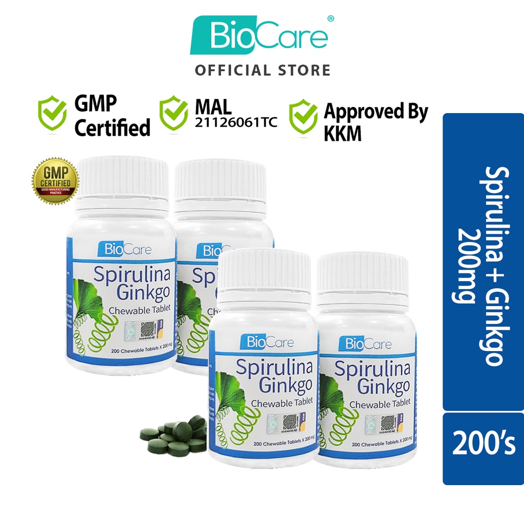 Biocare Spirulina Ginkgo (4 x 200mg x 200 Tablets) Shopee Malaysia