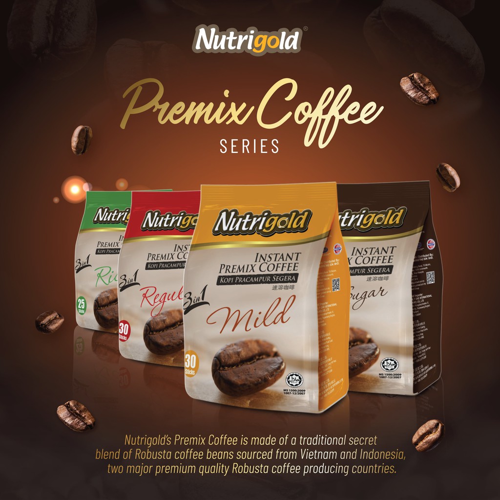 NUTRIGOLD Premix Instant Coffee Mix (20g x 30 or 25 sticks/ Bag