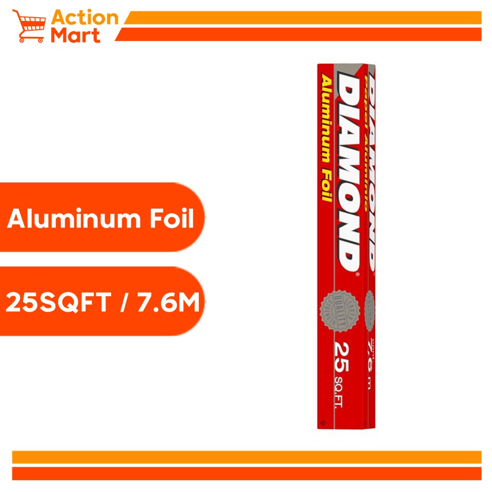 DIAMOND ® Brand Aluminium Foil (Embossed Foil) 25 Square Feet / 7.6m