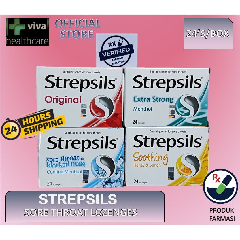 Strepsils Sore Throat Lozenges Original Extra Strong Cooling Menthol ...