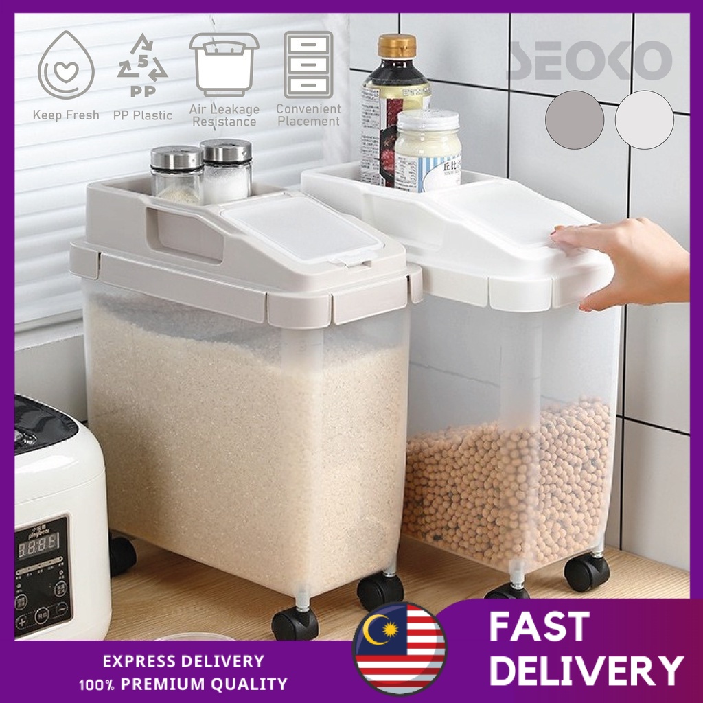Airtight Rice dispenser rice storage container with wheels 5KG Kotak ...