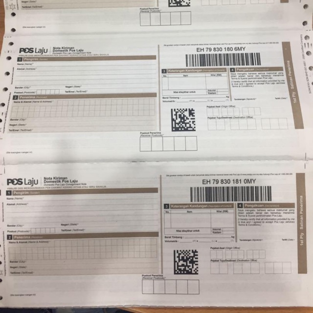 Poslaju consignment note (brown) Shopee Malaysia