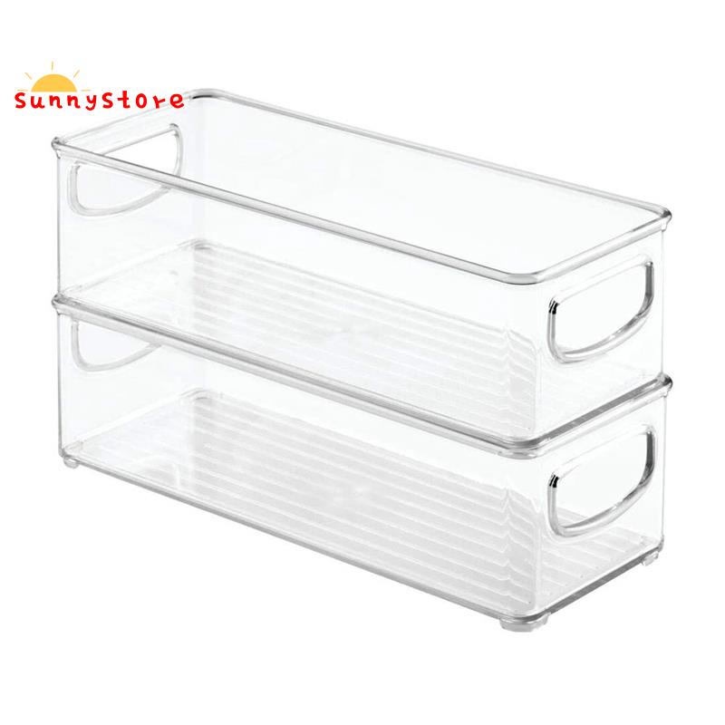 2Pcs Stackable Plastic Food Storage Bin with Handles for Kitchen Pantry