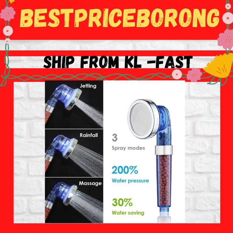 3 MODE Negative Ion Spa Shower Head Filter Purifier Malaysia Ready