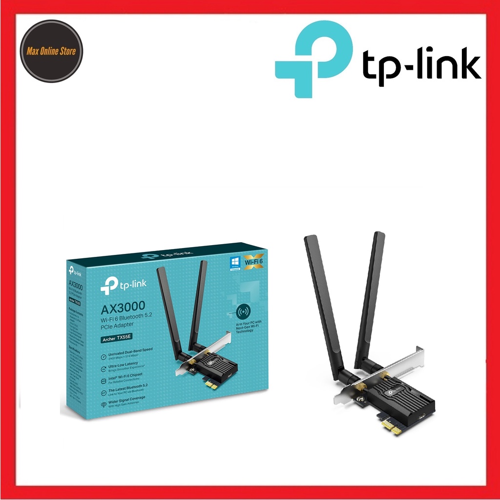 TP-LINK ARCHER TX55E AX3000 WI-FI 6 BLUETOOTH 5.2 PCIe WIFI ADAPTER ...