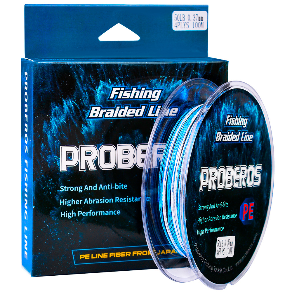 PROBEROS Braided Fishing Line 100m X4 PE Stands Fish Rope Lines Floating  Casting 10lb-100lb Fishing Accessories