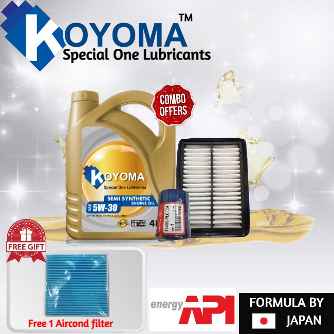 HONDA CITY T9A HYBRID,JAZZ T5A HYBRID AIR FILTER + OIL FILTER + KOYOMA 5W30 SEMI SYNTHETIC