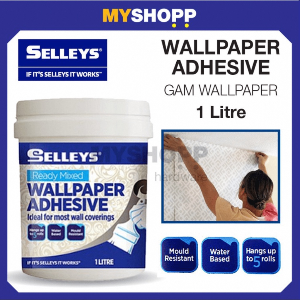 Selleys Wall Ready Mixed Paper Adhesive Glue 1 Liter Gam Wallpaper ...