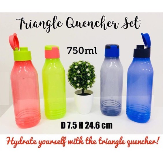 Tupperware Quencher Triangle Eco Bottle 750ml botol air minuman botol