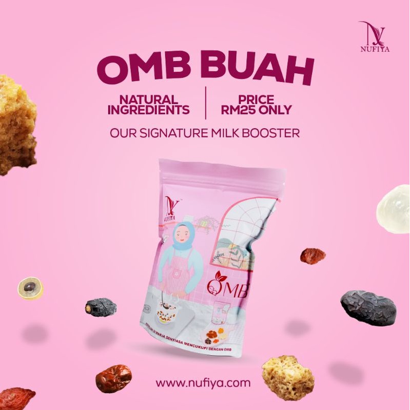 Organik Milk booster Omb Buah Nufiya Minuman Milkbooster Buah Kurma Longan Kering | Shopee Malaysia