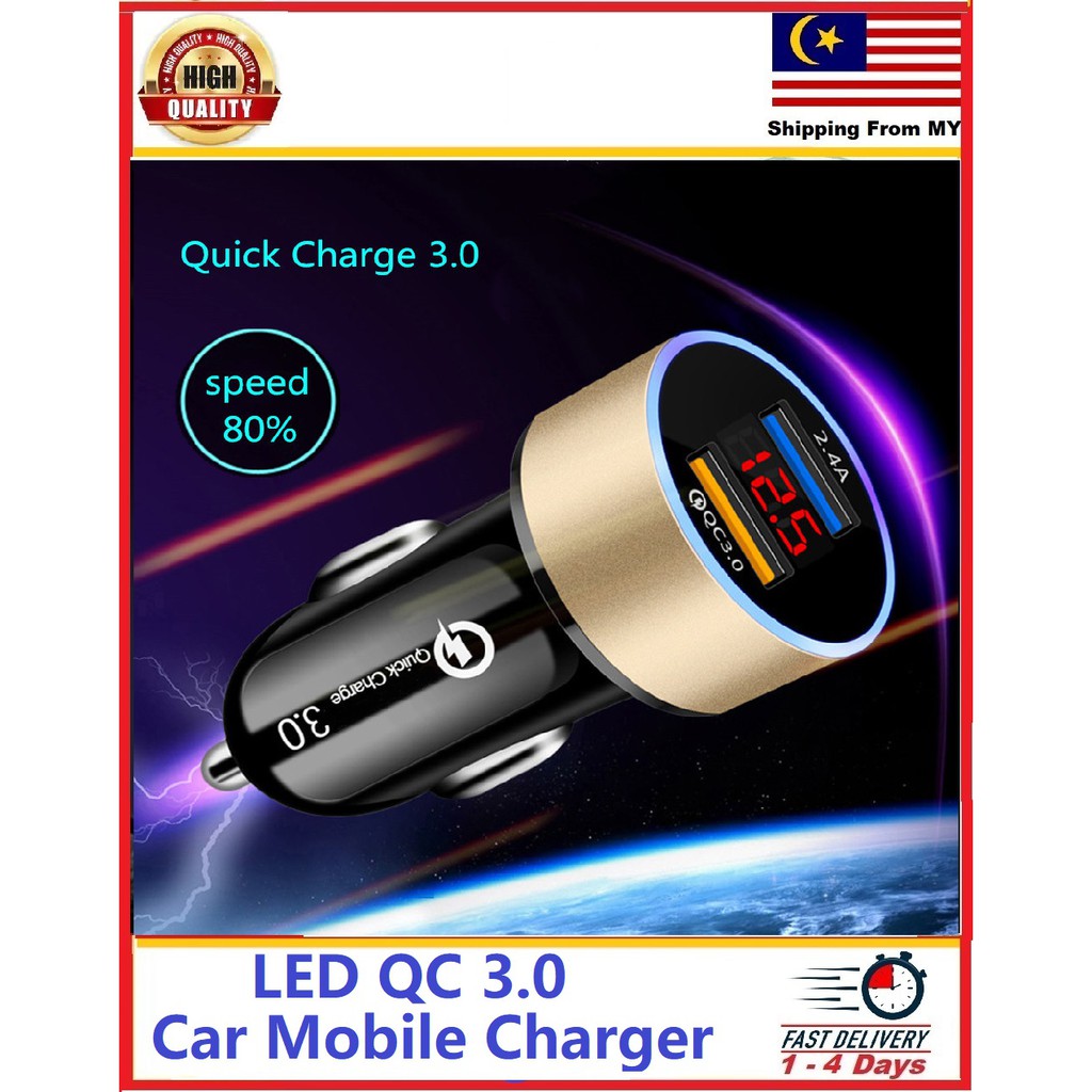 USB Type C Fast Quick Charge QC 3.0 with LED Voltage Current Display for  Xiaomi Huawei