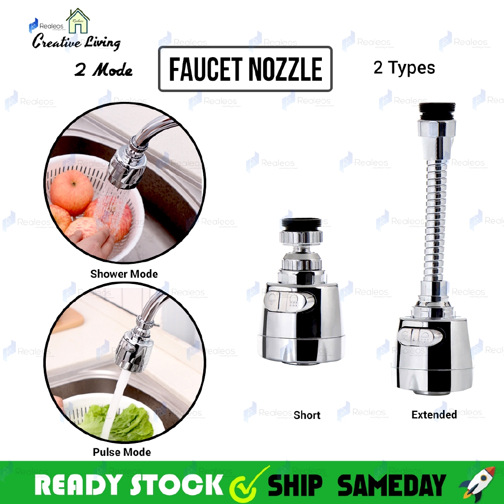 Realeos 360° Degree Swivel Water Saving Sink Tap Extender Faucet Nozzle