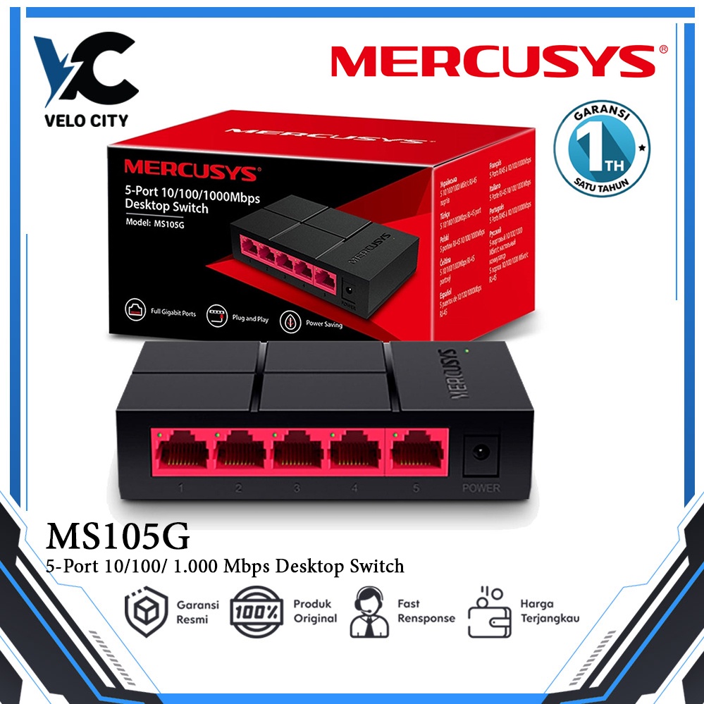 Mercusys MS105G Desktop Switch 5-Port 10/100/1000 Mbps HUB Switch ...