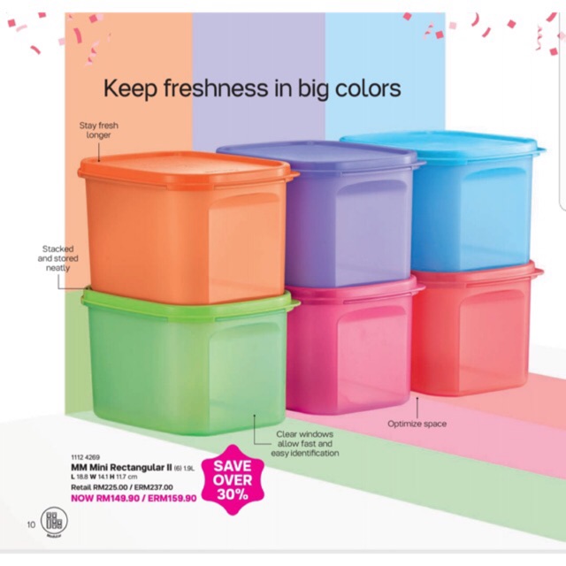 Tupperware Brands Modular Mate Mini Rectangular (6pcs) 1.9L Full Set