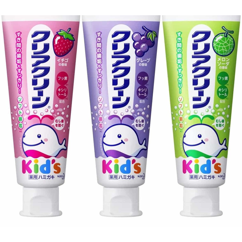 Japanese Toothpaste KAO Clear Clean Kids 3 Types 70g x3 set [DIRECT