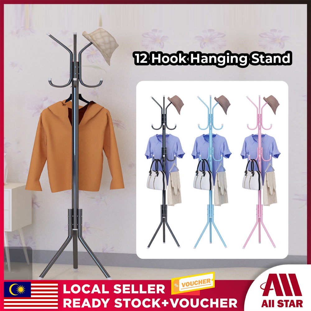 ALLSTAR Malaysia 12 Hooks Hanging Pole / Hanging Stand /Rak Penyangkut ...