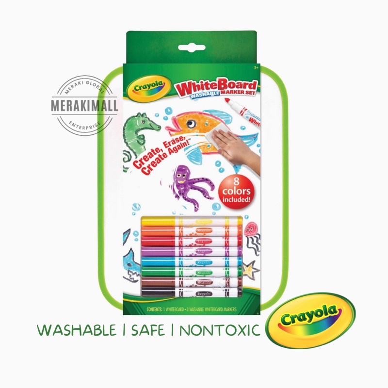 Crayola Dry Erase White Board Washable Marker Set Kids Writing Drawing Colouring Stationery