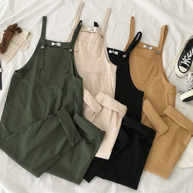 Women jumpsuit korean fashion Casual Long summer jumpsuit muslimah jumpsuit plus size Baggy nine point Wide Leg pants Shopee Malaysia