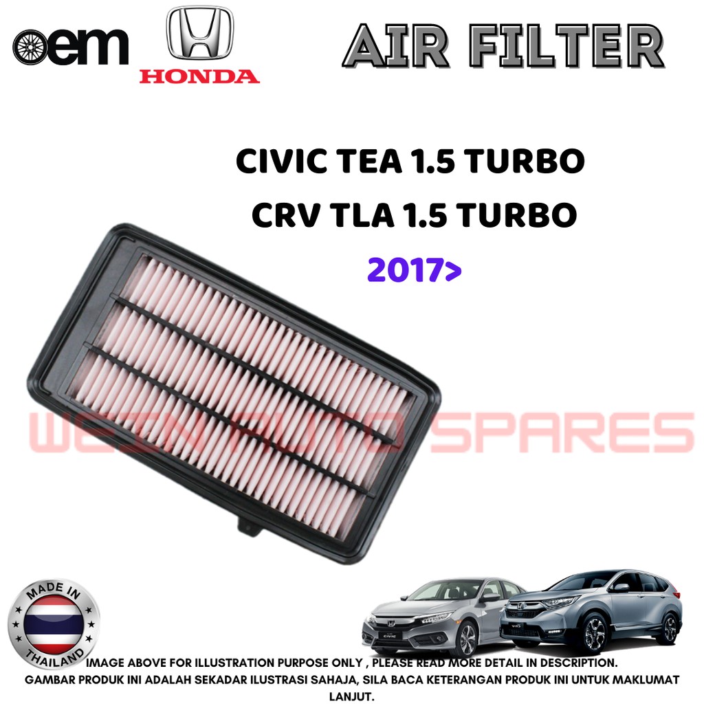 AIR FILTER HONDA CRV TLA 1.5 TURBO CIVIC TEA 1.5 TURBO YEAR 2017 OEM AIR FILTER Shopee Malaysia