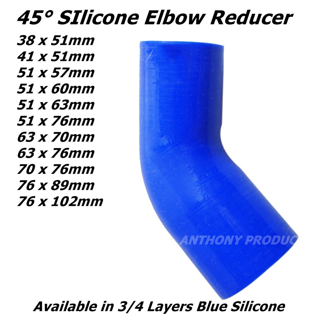 102mm to 63mm/76mm/89mm silicone 45 Degree Elbow Reducer Hose/4