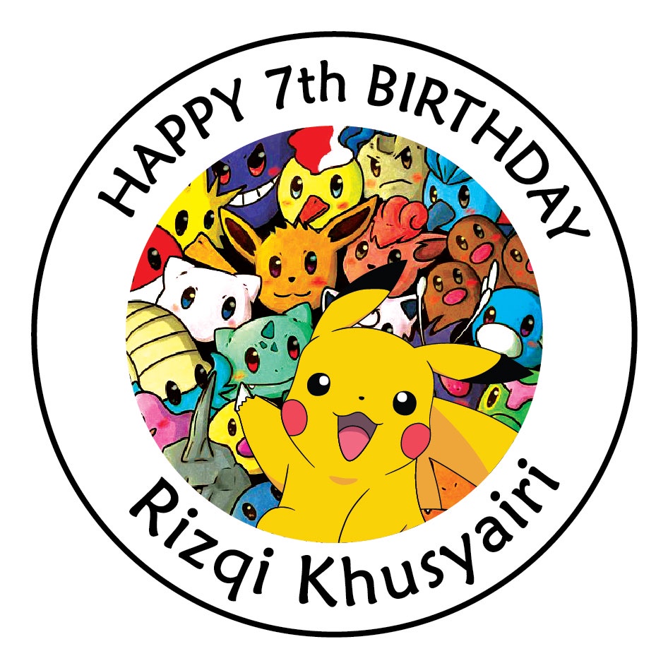 TQ STICKER DOORGIFT BIRTHDAY CARTOON : POKEMON. Size:4/5/6/7/8cm ...