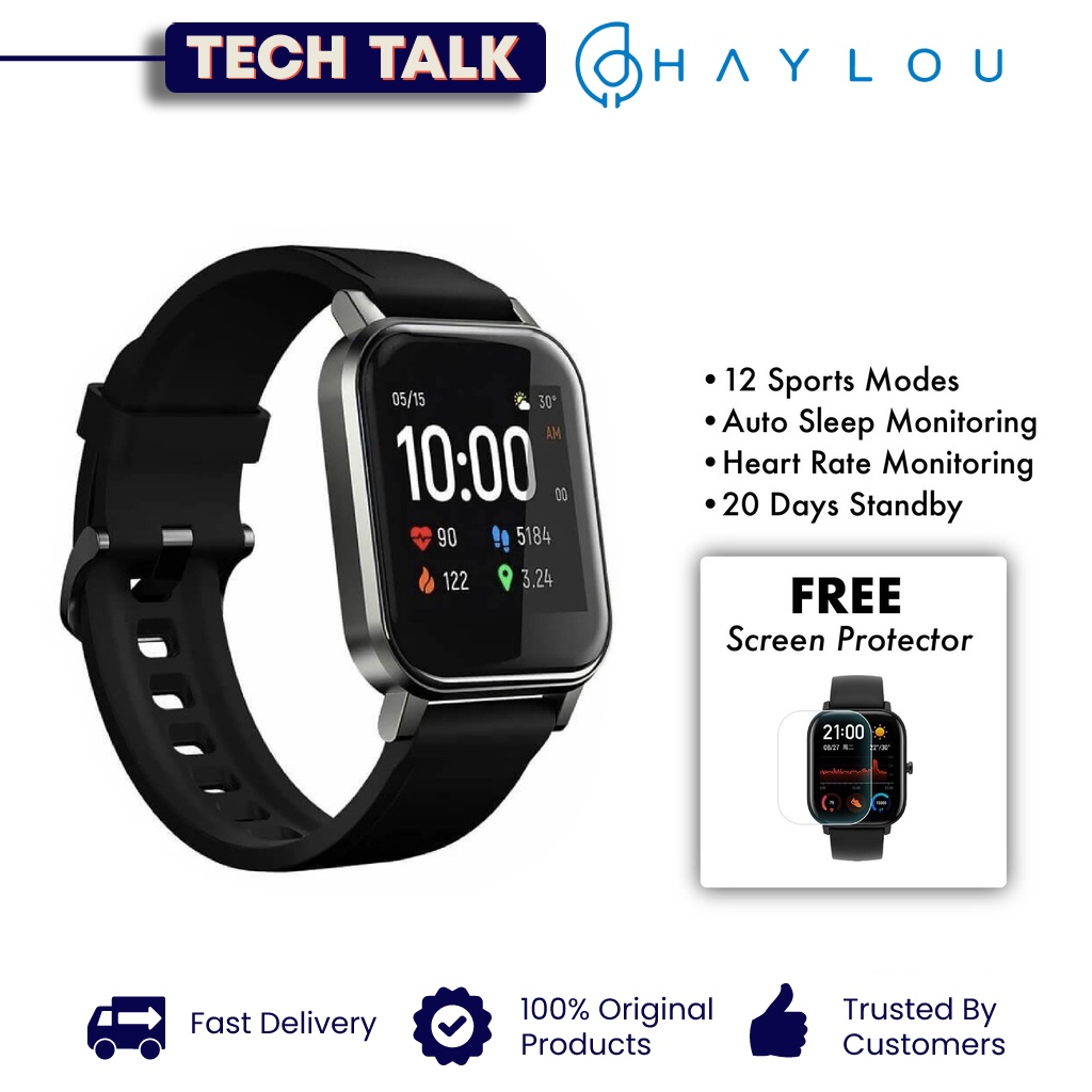 Haylou LS02 Touch Screen Smartwatch 12 Sport Modes Sleep and Real time Heart Rate Monitoring Waterproof 1.4