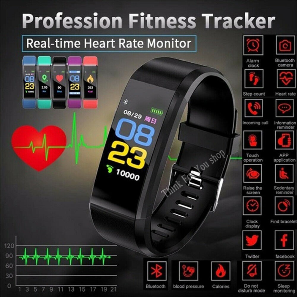 115PRO Smart Watch Fitness Tracker Bluetooth Smart Band Smart