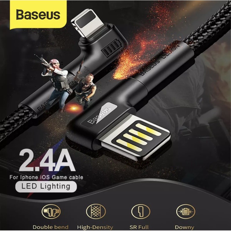 Baseus Elbow USB To Lighting Braided Cable For Data Charging Cable ...