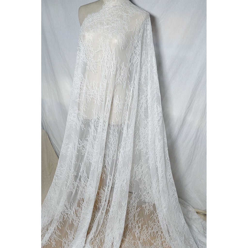 3 meters/lot) 22cm White eyelash lace fabric Decoration Love Wedding dress  accessories