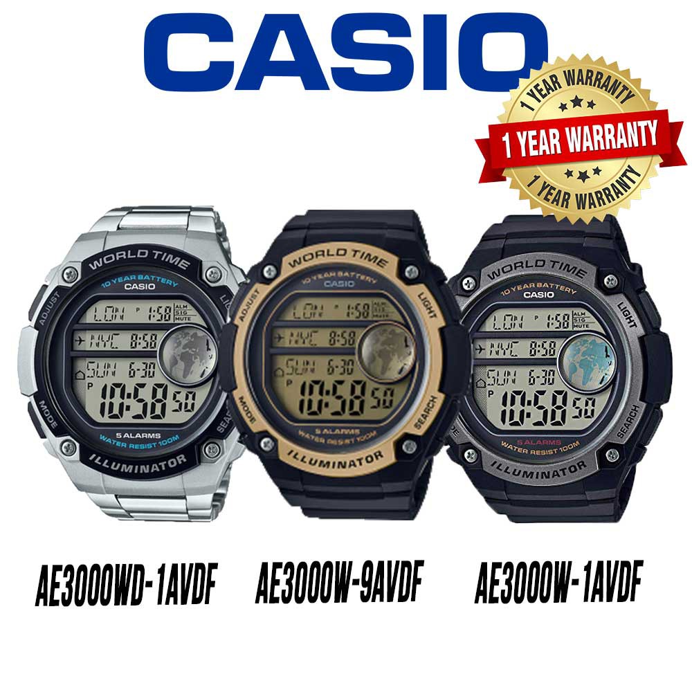 CASIO AE3000W SERIES ORIGINAL MEN WATCH WITH 1 YEAR WARRANTY