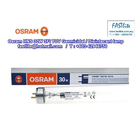 Germicidal tube for Disinfection & Sanitizing Osram Puritec HNS 30W 3 ...