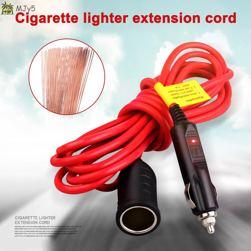 250V 15A Heavy Duty Extension Cord with Cigarette Lighter Plug Socket
