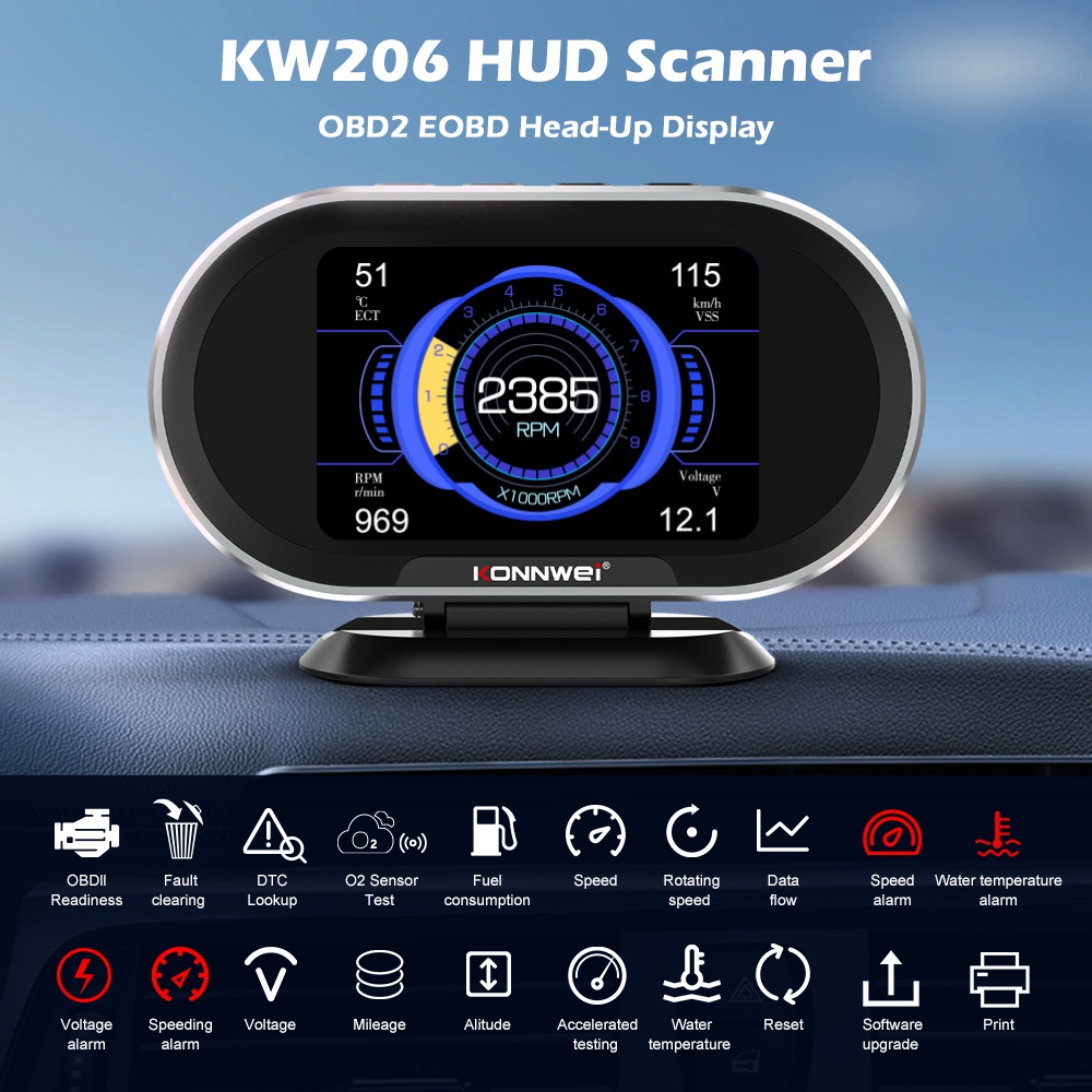 A600 Head Up Display Auto Gauge OBD2 and GPS Digital Speedometer