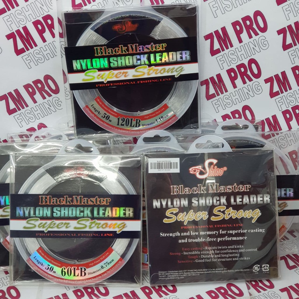 20lb-120lb) Shino Black Master Nylon shock Leader Fishing 50m