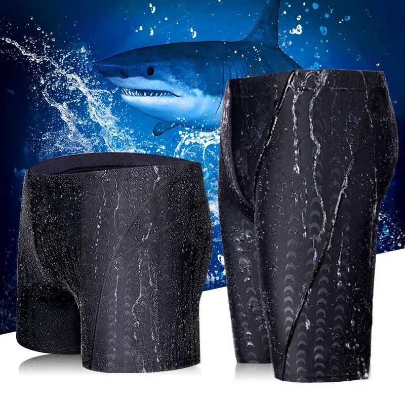 45 110kg Men Sharkskin Swimming Trunks Man Plus Size Swim Shorts Tight