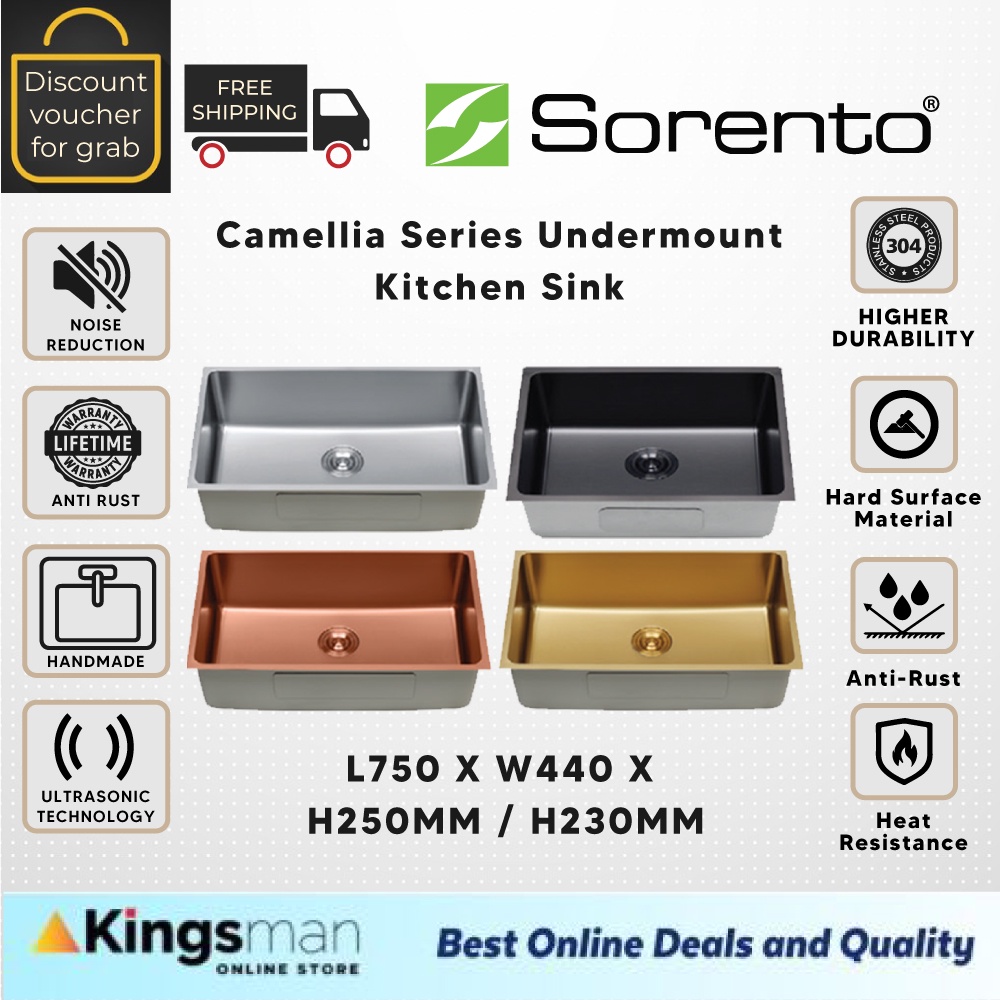 [Kingsman] SORENTO Premium Undermount Topmount Single Bowl 304